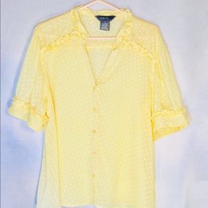 GEORGE Women's Sheer RUFFLED Sleeve Dress shirt